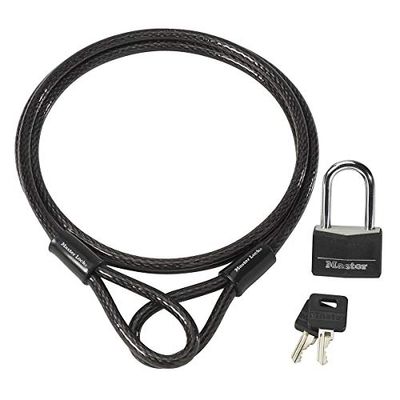 Master Lock 8270EURDAT Stalen kabel met dubbele lus en sleutelhangslot, 1,8 m