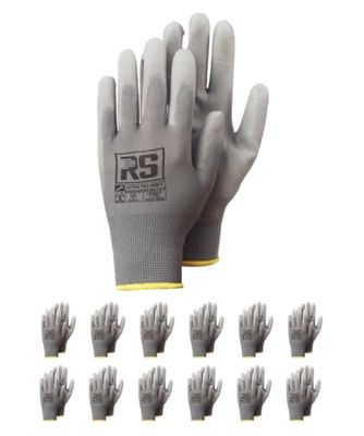 RS ULTRA TEC GREY Lot de 12 paires de gants de montage, taille 10, gris, gants de montage, gants de travail, gants de protection, maintien sûr et travail précis