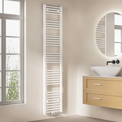 EMKE Termosifone da Bagno, Acciaio Inossidabile, Acqua Calda, 1800 x 400 mm Weiß