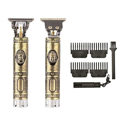 Wireless Hair Clipper. Vintage Professional Hair Clipper for Men. Hair and Beard Trimmer with Titanium Head, T Blade, Rechargeable Battery Included, 4 Guide Combs and USB Charger.