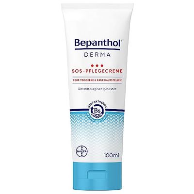 Bepanthol Derma SOS Crema de cuidado personal para piel muy seca y áspera, crema hidratante dermatológicamente probada con dexpantenol, tubo de 100 ml