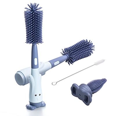 Brosses à Bouteilles en Silicone Alyvisun avec goupillon, Brosse biberon bébé, Brosse à Paille, Brosse à tétine et Brosse pour Tube de Nettoyage