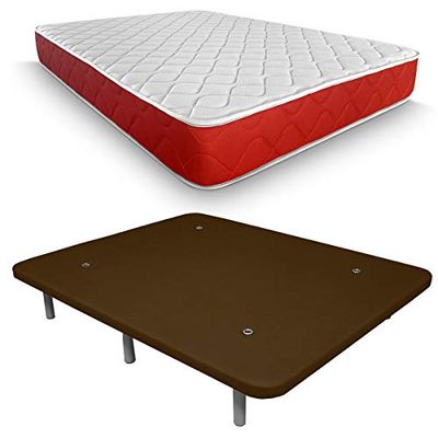 Dormetta Online - Materasso viscoelastico Lite reversibile + base imbottita 3D rinforzata, 5 barre di rinforzo e valvole di ventilazione con 6 gambe, colore: cioccolato, 135 x 180