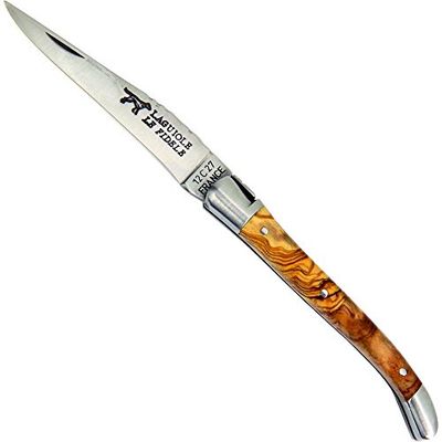 Le Fidele Laguiole Manico in Legno di ulivo 8 cm Coltello, Argento/Marrone, M