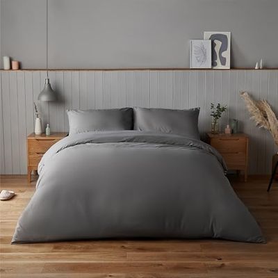Silentnight Supersoft Collection Charcoal Dekbedovertrek Set. Supersoft Snuggly Easy Care Dekbedovertrek Quilt Beddenset - dubbel (200cm x 200cm) + 2 bijpassende kussensloop