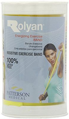 Rolyan Energizing oefenbanden latexvrij, 5 m, geel licht, elastiek voor bovenlichaam, onderlichaam en core-oefening, fysiotherapie, pilates, startworkouts & rehab, fitnessband