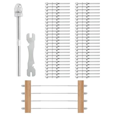 VEVOR Terminale per Raccordo di Tensione con Perno Filettato per Ringhiera per Cavi da Ponte da 1/8", Acciaio Inox T316, Tenditore per Ringhiera per Cavi da 1/8" per Pali in Legno/Metallo, Argento