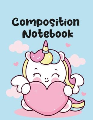 Composition Notebook: Cute Rainbow Unicorn Journal and Notebook for Girls - Composition Size (8.5"x11") With Lined and Blank Pages 120 Pages