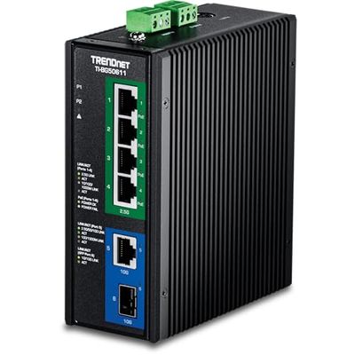 TRENDnet, TI-BG50611, Switch industriale DIN-Rail 2.5G PoE++ a 6 porte con porte 10G, multi-Gigabit, 4 porte PoE++ 2.G, 1 porta RJ-45 10G, 1 porta SFP+ 10G