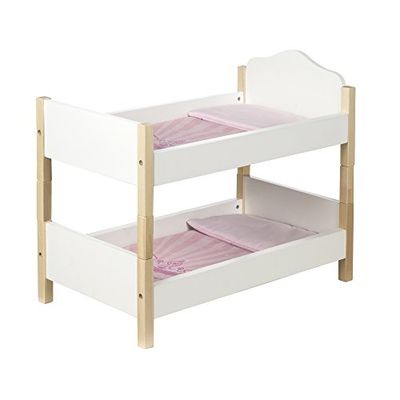 roba Beliche de abotoaduras de bonecas de madeira Scarlett - beliche para bonecas gémeas 2 mantas 2 almofadas - separável em 2 camas - a partir de 3 anos - branco/natural