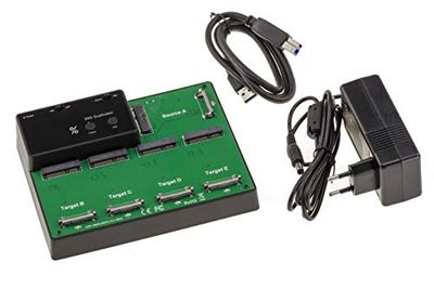 KALEA-INFORMATIQUE USB-dockingstation voor 5 mSATA SSD's met USB3.0-koppeling en CLONING-functie. Dock geleverd met externe voeding