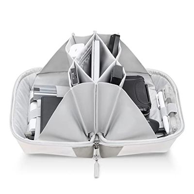 Inateck Elektronica Case, spatwaterdichte accessoiretas, gadget organizer tas, USB-kabelorganizer, reisvriendelijk, AB03007, wit, Large