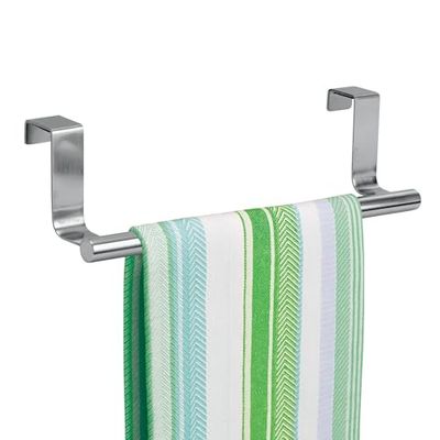 iDesign Forma toalheiro suspenso para porta, porta-toalhas pequeno em aço inoxidável, prateado