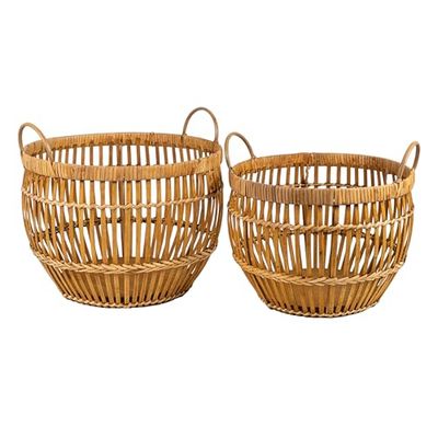 SET 2 CESTOS RATTAN/MADERA