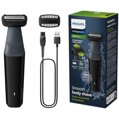 Philips Bodygroom Series 3000 Rifinitore impermeabile per inguine e corpo: rasatura precisa e confortevole, routine di cura del corpo completa, 50 minuti di autonomia, modello BG3017/01