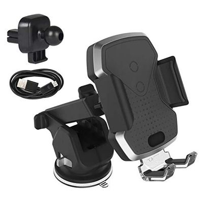 Libox LB0177 Qi induktionsladdare mobiltelefonhållare billaddare automatisk låsning universal vindruta sugkopp ventilationsgaller 360° Dr