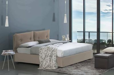 Talamo Italia - Lit double Lara, Lit coffre avec revêtement en simili cuir, 100% Made in Italy, Ouverture frontale, adapté pour matelas 160x190 cm, gris tourterelle
