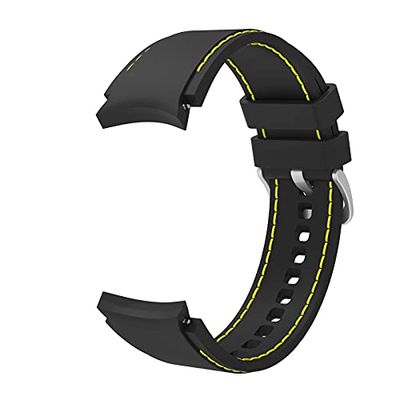 System-S Armband flexibelt av silikon 20 mm för Samsung Galaxy Watch 4 Smartwatch svart, Svart och gul, Eine Grösse, Klassisk