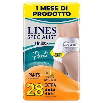 Lines Specialist Pants Extra Unisexe Incontinence Homme Femme, Taille L, Lot de 28