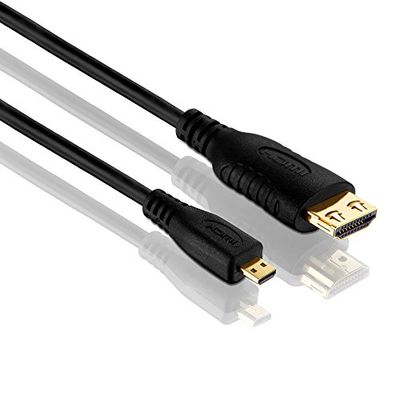 PureLink PI1300-020 High Speed Micro HDMI-adapterkabel med Ethernet (4K UltraHD (2160p), Ethernet), HDMI-A-kontakt till Micro HDMI-kontakt, certifierad, 2,00 m, svart