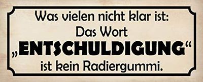 Schatzmix spreuk woord ontschuldiging metalen bord 27x10 cm wanddecoratie tin sign blikken bord, blik, meerkleurig