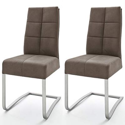 Robas Lund Salva schommel-/eetkamerstoel, polyester/roestvrij staal, ca. 46 x 102 x 61 cm, zand, set van 2
