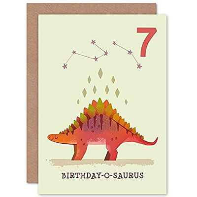 Wee Blue Coo Dinosaur Boys 7th Birthday Card Stegosaurus