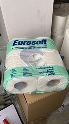 Cartindustria Eurocarta Set 15 x 4 pz totali WC EUROSOFT 500 2 VELI MT. 60, Multicolore, Singolo