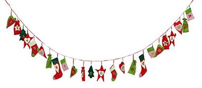 Heitmann Deco Adventskalender kedja för fyllning och upphängning – filt adventskalender – julmotiv – röd, grön