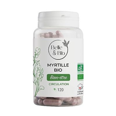 SANTÉ DES YEUX & CLARETÉ VISUELLE - Extrait de Myrtille Bio certifiée Ecocert -Pilulier de 120 gélules - Cure 1 mois - Complément Alimentaire BELLE&BIO - Fabriqué en France