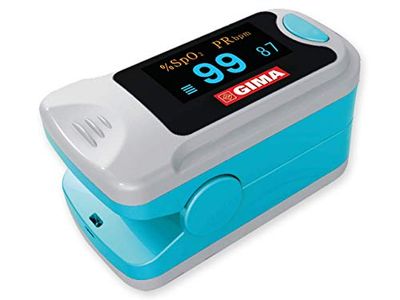 GIMA SATURIMETER OXY-3, oxymètre de pouls au doigt portable professionnel, mesure le niveau d'oxygène dans le sang et la fréquence cardiaque, 2 piles incluses, affichage SpO2 réglable
