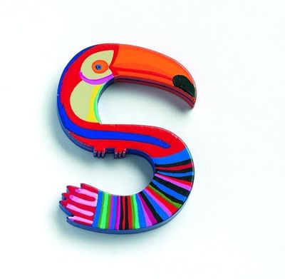 Djeco Letra Animales - S - Mobiliario, Decoración Y Almacenamiento Para Niños, unisex