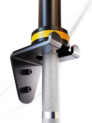 VAIIO Enkele Olympische Barbell Hanger, Garage Gym Bar Wandrek, Verticale Barbell Mount Rack, Zwart Poeder Gecoat, Ruimtebesparend Commercieel of Thuis Gym Accessoire, Houdt Onder 33 mm Bar Size