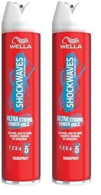 Wella Shockwaves Ultra Strong Power Hold Hairspray, 250ml (Pack of 2)