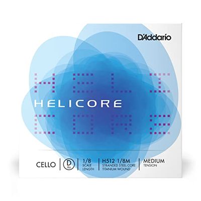 D'Addario H512-1/8M Helicore Cello enkele snaar 'D' titanium omsponnen 1/8 medium