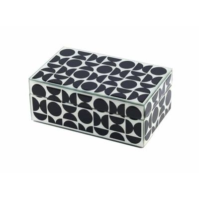 Romimex Boîte à bijoux blanche noire en verre 21 x 9 x 13 cm - Marque EAN : 8435700831340