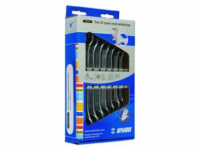 Unior Heren 602844 dubbele vorksleutelset in doorzichtige doos, zwart