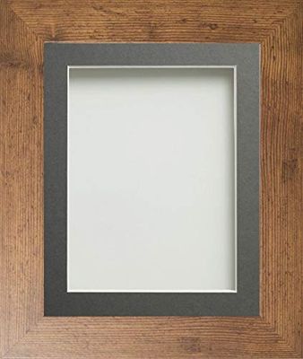 Frame Company Watson Range Rustic 9x7 inch Picture Photo Frame with Grey Mount for Image 7x5 inch *Choice of Sizes* Fitted with Real Glass