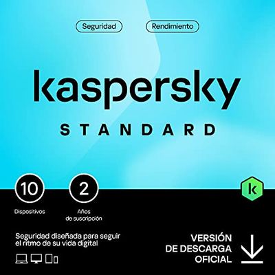 Kaspersky Standard Anti-Virus 2024 | 10 dispositivos | 2 años | Seguridad Avanzada | Protección Bancaria en línea | Optimización del rendimiento | PC/Mac/Móvil | Código por email