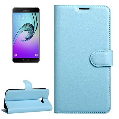 Carcasa de telefono for Galaxy A5 (2017) / A520 Litchi Texture Horizontal Flip Funda de Cuero con Hebilla magnética y Soporte, Ranuras for Tarjetas y Billetera (Negro) (Color : Azul)