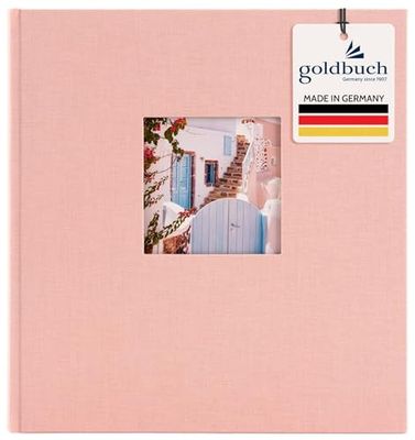 goldbuch 27722 - Album fotografico Bella Vista, 30 x 31 cm, 60 pagine bianche con divisori in pergamena, libro fotografico in lino, rosa