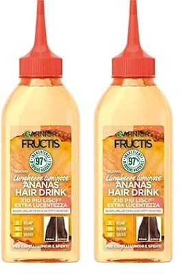 Garnier Fructis Balsamo Lamellare Hair Food Ananas, Per Donare Luminosità a Capelli Lunghi e Spenti, Formula con 97% di Ingredienti di Origine Naturale, 200 ml (Confezione da 2)