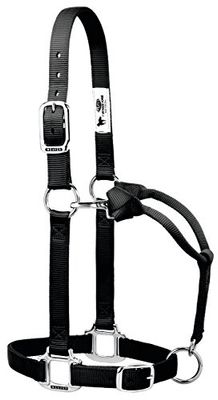 Weaver Leather 35-7375-BK - Cavezza Regolabile Originale in Nylon con ferramenta cromata, Colore Nero, Cavallo Medio 2,5 cm