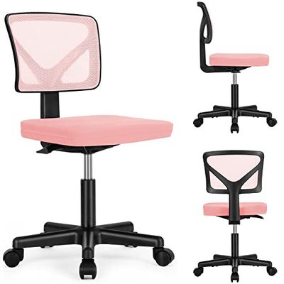 NEWBULIG Bureaustoel zonder armleuning, verstelbare draaibare bureaustoel, stoffen zitting, ergonomische werkstoel voor thuisstudie