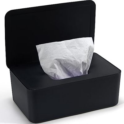 Wet Wipes Box Black Wet Wipes Box for Baby, Box for Wet Toilet Paper, Wet Wipes Box Storage Box with Lid Holds Wipes, Wet Paper Box for Home and Office