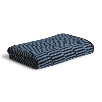 Möve Illusions Relief Serviette de Douche 100% Coton Bleu Acier/Noir 67 x 140 cm
