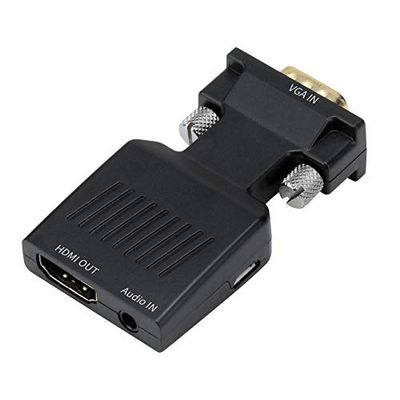 PremiumCord VGA naar HDMI converter met audio-ingang en audiokabel, resolutie FULL HD 1080p 60Hz, vergulde aansluitingen, kleur zwart