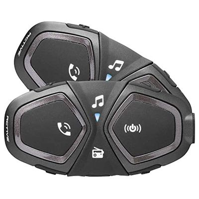 Interphone Active - Doble - Bluetooth Intercom Casco para comunicación de Motocicletas, hasta 4 Motociclistas, Distancia máxima de 1 km, autonomía 15 Horas, Radio, mp3, GPS, IPX67 Impermeable