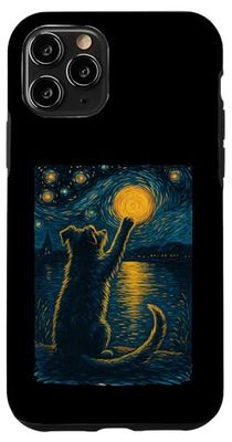 Black Dogs Lover Starry Night Vincent Van Gogh Dog Painting Case for iPhone 11 Pro