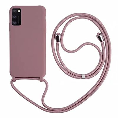Crossbody Hoesje voor Samsung Galaxy A13 5G,Zachte siliconen Bumperhoes met Draagkoord Lanyard,Rose goud
